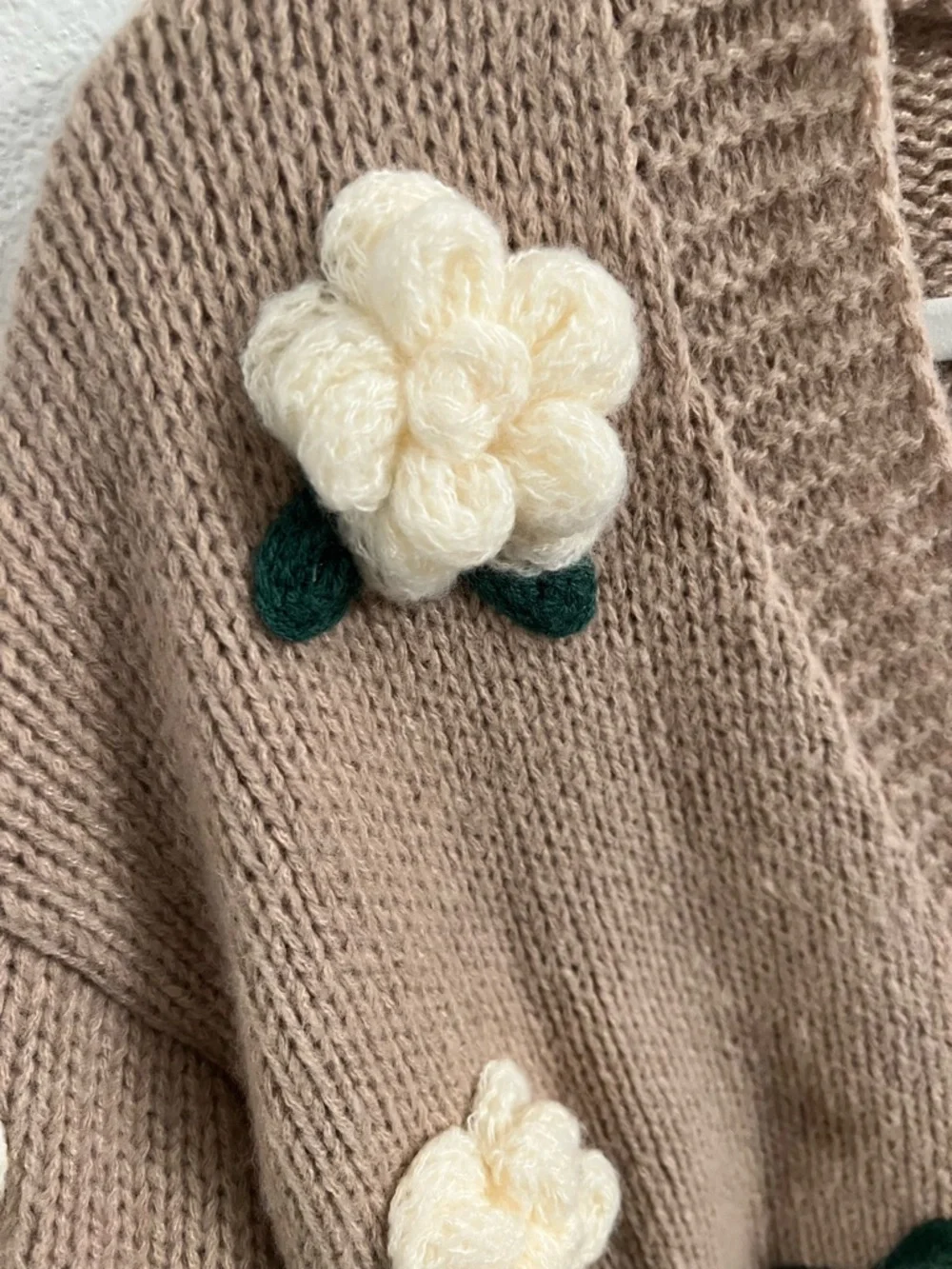 Luna Ivy Floral Knit Cardigan | Size S | 3D Flower Sweater - Picture 2 of 6